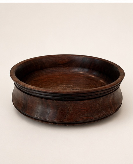 Wide low-profile walnut platter with turned foot